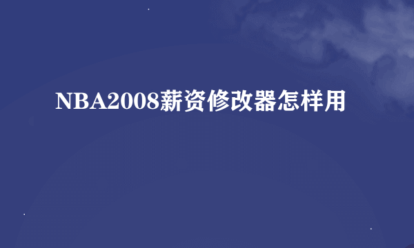 NBA2008薪资修改器怎样用