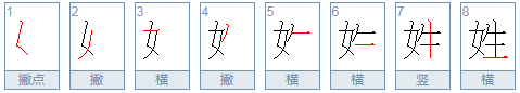 姓的笔顺笔画顺序