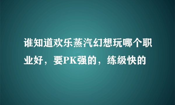 谁知道欢乐蒸汽幻想玩哪个职业好，要PK强的，练级快的