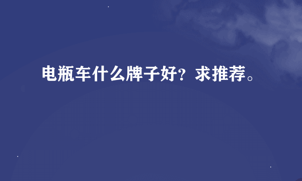 电瓶车什么牌子好？求推荐。