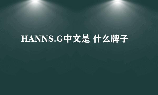 HANNS.G中文是 什么牌子