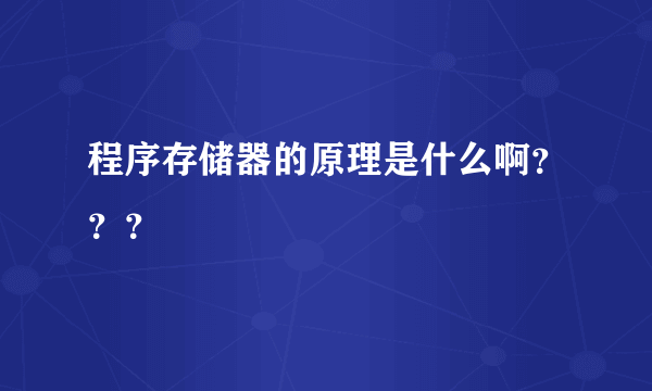 程序存储器的原理是什么啊？？？