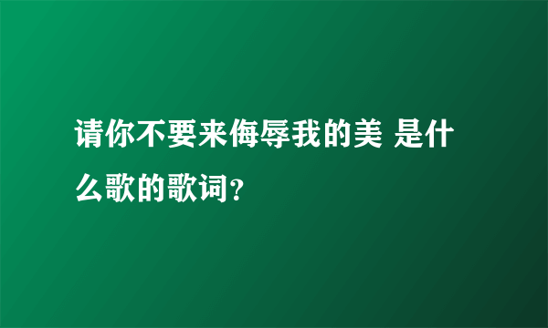 请你不要来侮辱我的美 是什么歌的歌词？