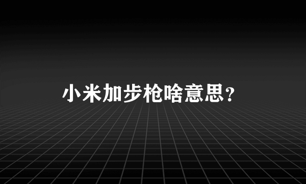 小米加步枪啥意思？