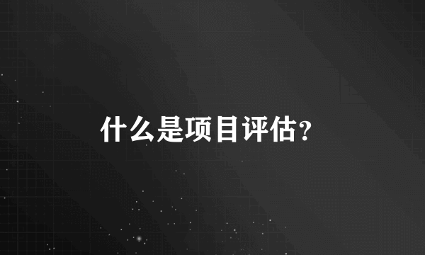 什么是项目评估？