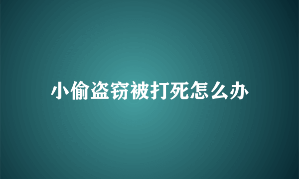 小偷盗窃被打死怎么办