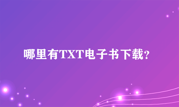 哪里有TXT电子书下载？