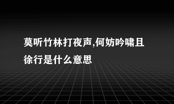 莫听竹林打夜声,何妨吟啸且徐行是什么意思