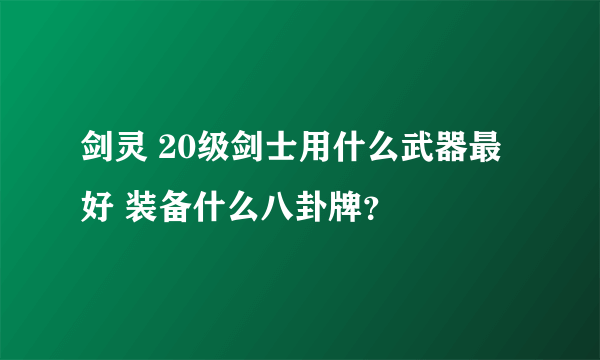 剑灵 20级剑士用什么武器最好 装备什么八卦牌？