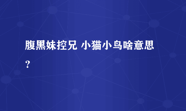 腹黑妹控兄 小猫小鸟啥意思？