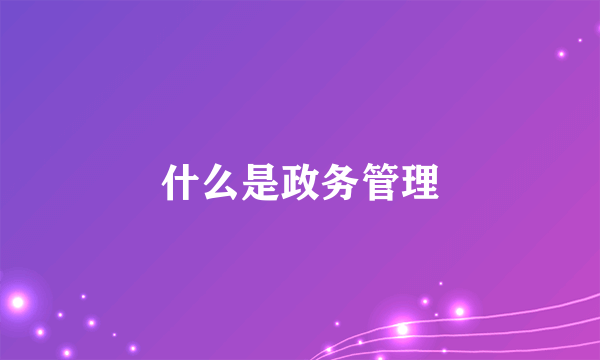 什么是政务管理