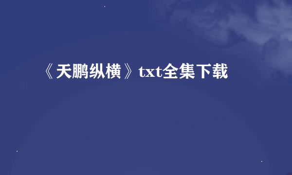 《天鹏纵横》txt全集下载