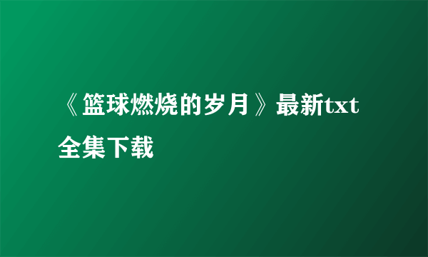 《篮球燃烧的岁月》最新txt全集下载