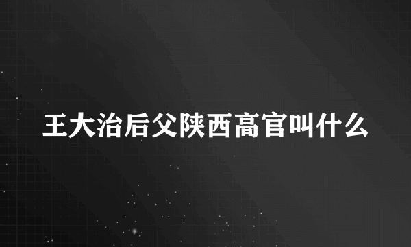 王大治后父陕西高官叫什么