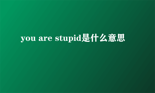 you are stupid是什么意思