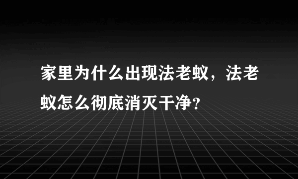 家里为什么出现法老蚁，法老蚁怎么彻底消灭干净？