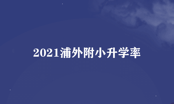 2021浦外附小升学率