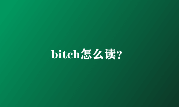 bitch怎么读？