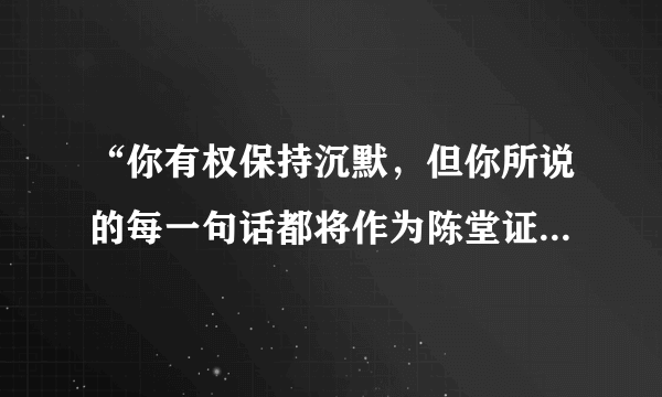 “你有权保持沉默，但你所说的每一句话都将作为陈堂证供”出自哪里？