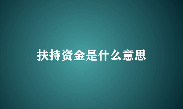 扶持资金是什么意思