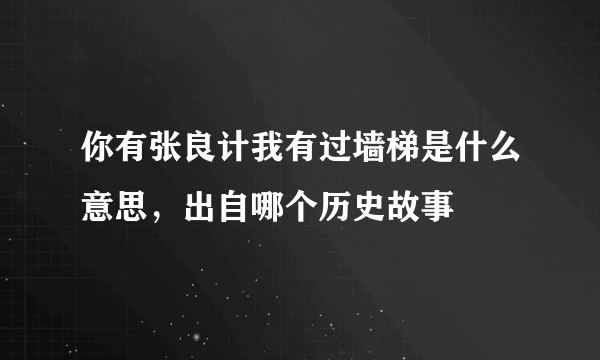 你有张良计我有过墙梯是什么意思，出自哪个历史故事