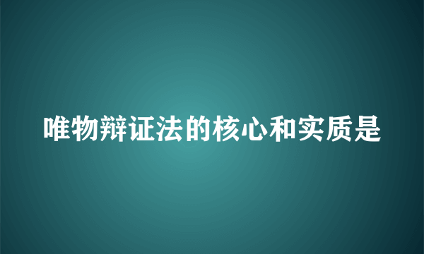 唯物辩证法的核心和实质是