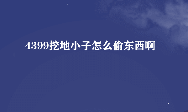 4399挖地小子怎么偷东西啊