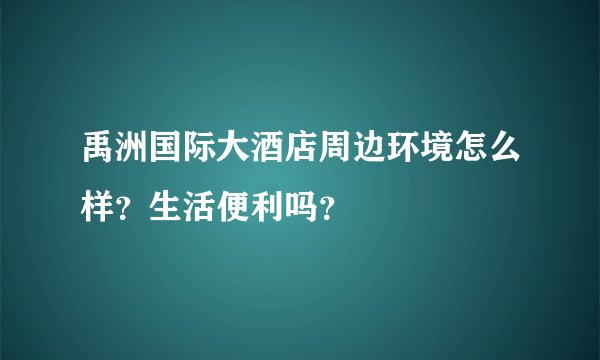 禹洲国际大酒店周边环境怎么样？生活便利吗？