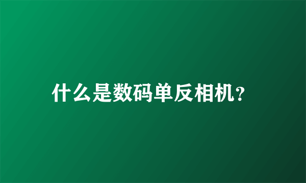 什么是数码单反相机？