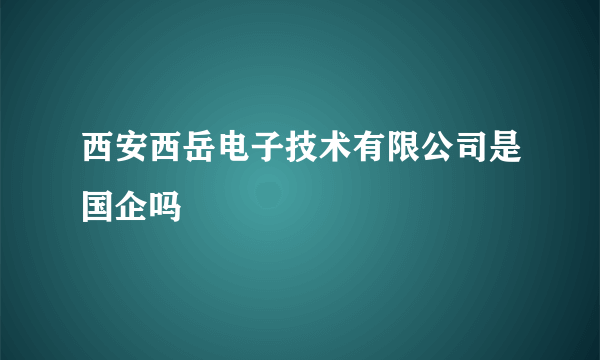 西安西岳电子技术有限公司是国企吗