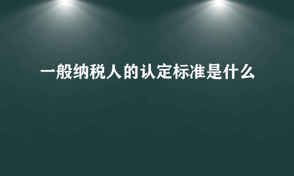 一般纳税人的认定标准是什么