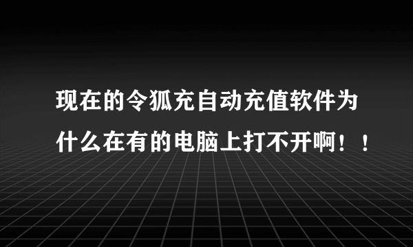 现在的令狐充自动充值软件为什么在有的电脑上打不开啊！！