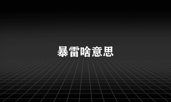 暴雷啥意思