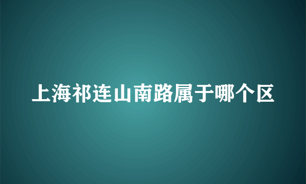 上海祁连山南路属于哪个区