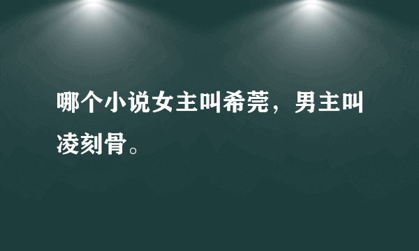 哪个小说女主叫希莞，男主叫凌刻骨。