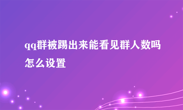 qq群被踢出来能看见群人数吗怎么设置