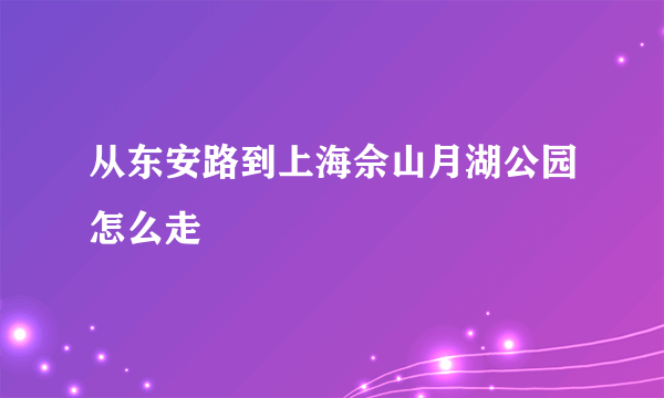 从东安路到上海佘山月湖公园怎么走