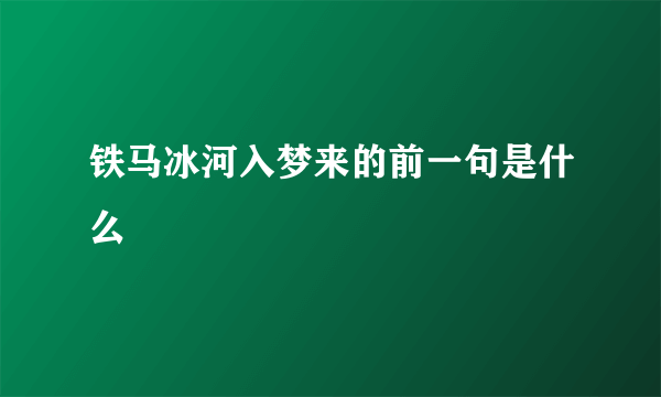 铁马冰河入梦来的前一句是什么