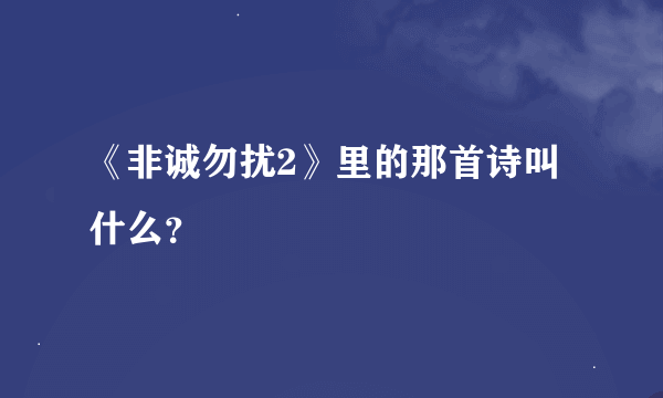 《非诚勿扰2》里的那首诗叫什么？