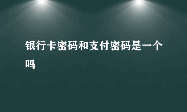 银行卡密码和支付密码是一个吗