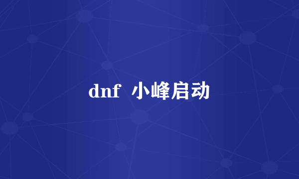 dnf  小峰启动