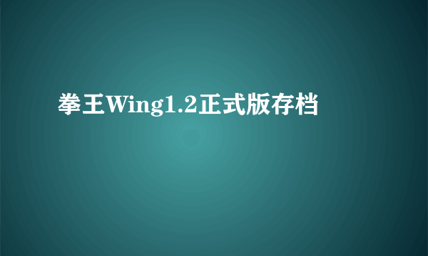 拳王Wing1.2正式版存档