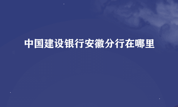 中国建设银行安徽分行在哪里