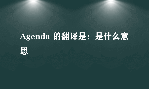 Agenda 的翻译是：是什么意思