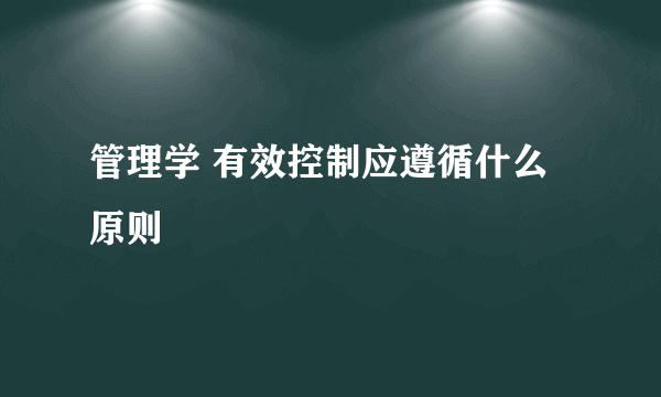 管理学 有效控制应遵循什么原则