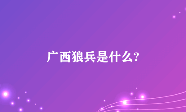 广西狼兵是什么?