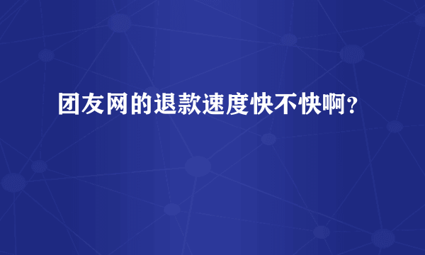 团友网的退款速度快不快啊？