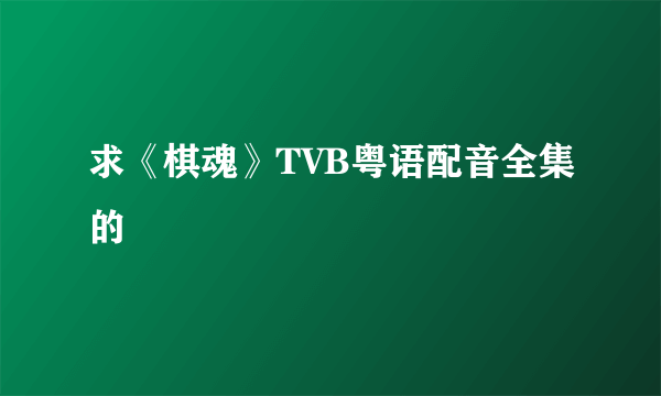 求《棋魂》TVB粤语配音全集的