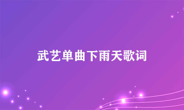 武艺单曲下雨天歌词