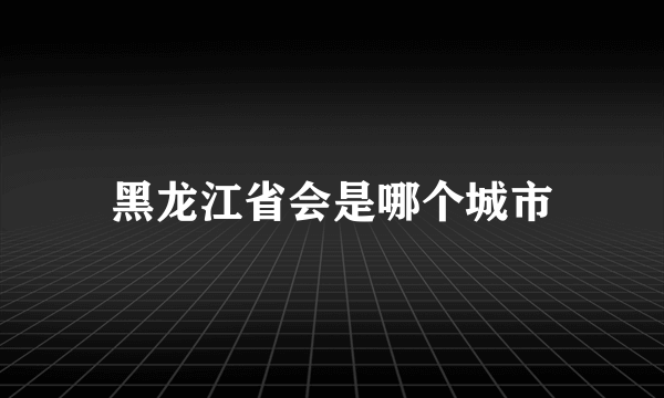 黑龙江省会是哪个城市